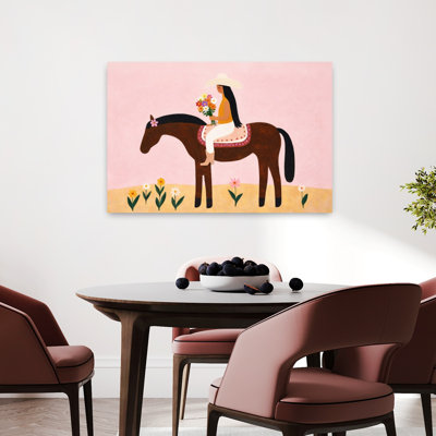 «Bohemian Horseback Ride Colorful Peaceful Serene Horse Flower Landscape», reproduction d'art mural