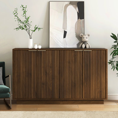 Buffet cannelé, crédence avec tablettes réglables
