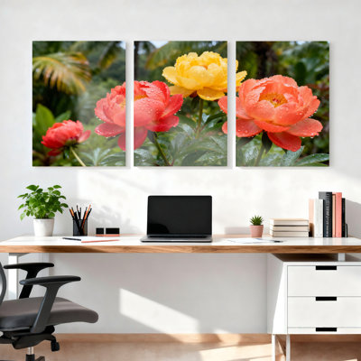 Ensemble de 3 reproductions de peinture à l'huile sur toile tendue Floral Garden
