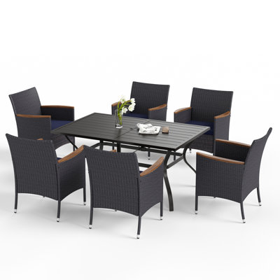 6 - Person Metal Patio Dining Set With Rectangular Table