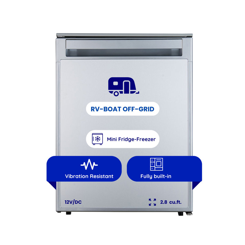 Mini-réfrigérateur-congélateur Equator 12v / dc argent 2,8cf pour bateau hors réseau + adaptateur AC / DC