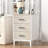 Lataja 3-Drawer Nightstand 28"H End Table White frame carved surface