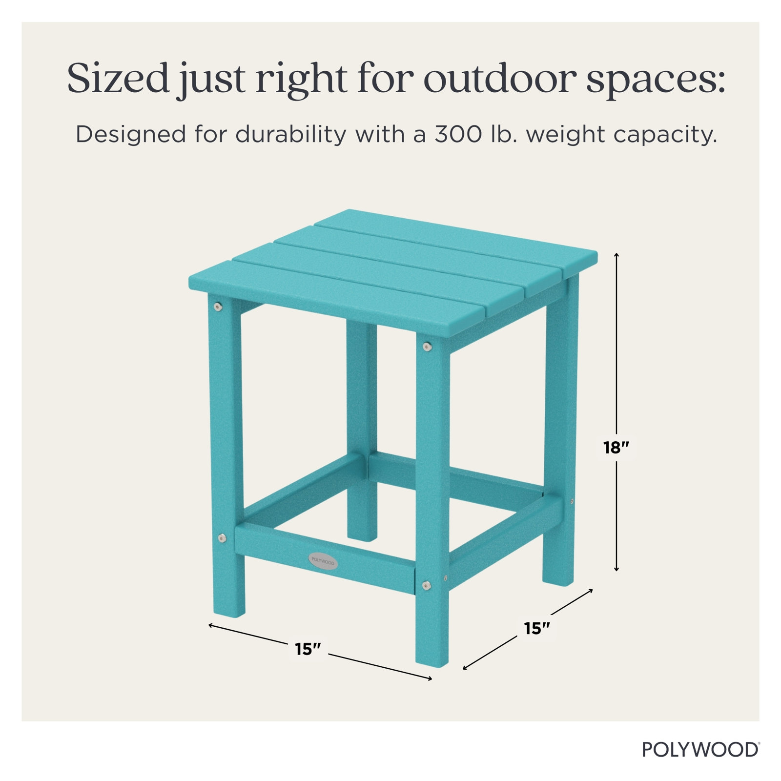 POLYWOOD® Long Island 15" Patio Side Table, Aruba