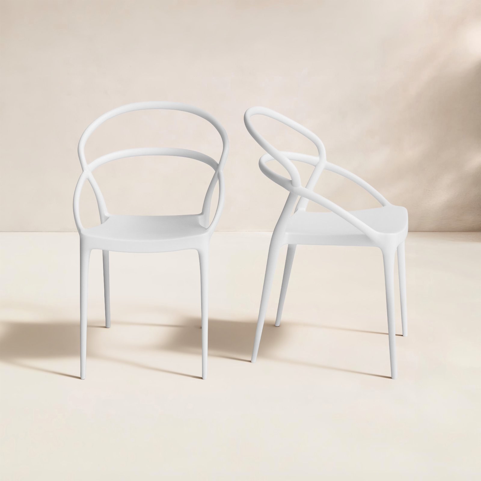Grover Stacking Patio Dining Armchair, White