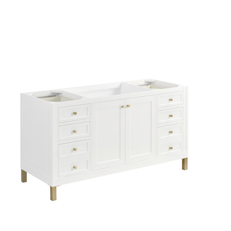 Chicago 60'' W Double Vanity, Glossy White, Tajnar Eclos, 8" Widespread