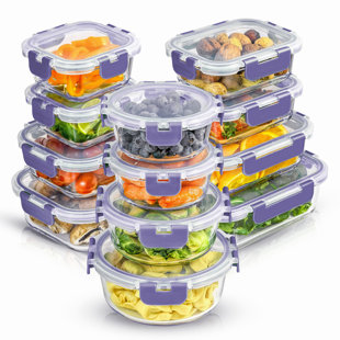 JoyJolt 3-Section Food Prep Storage Containers- Set of 5 ,Black