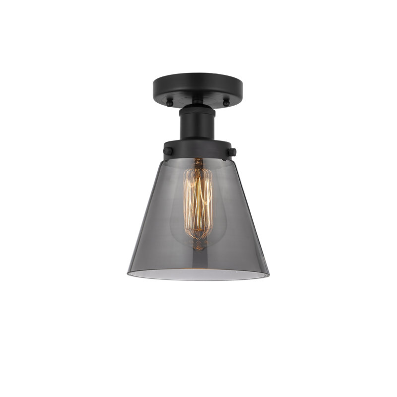 Plafonnier semi-encastré en verre Coplay, Noir mat, Plaqué couleur fumée