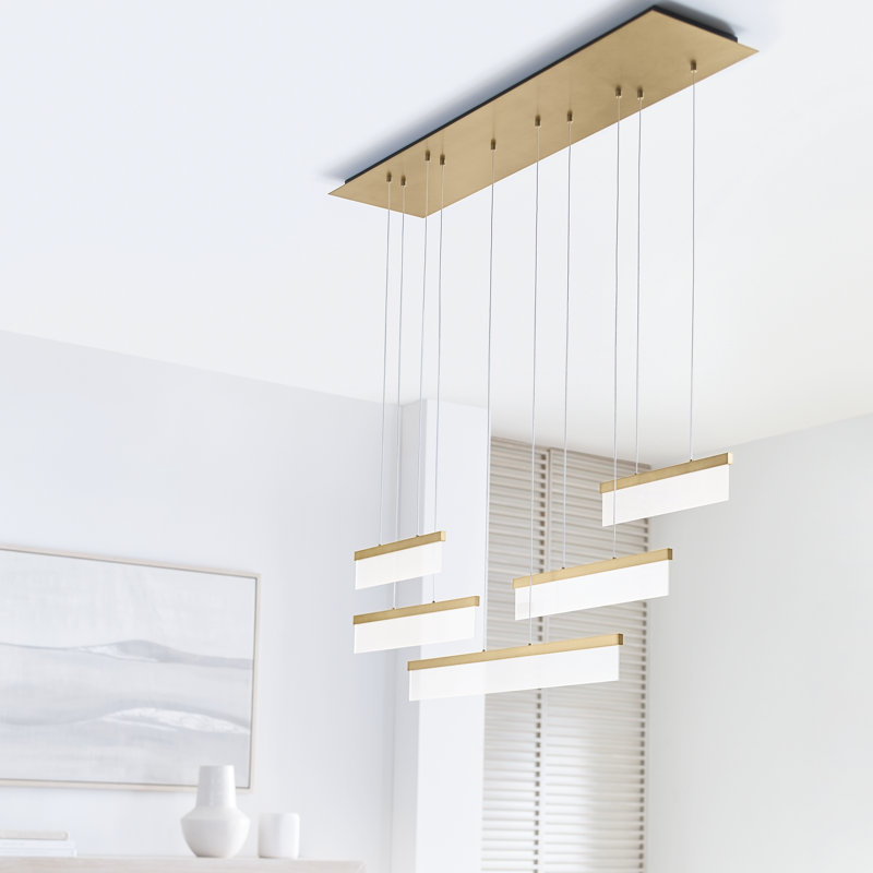 Sweep 5 - Light LED Chandelier, Polished Nickel
