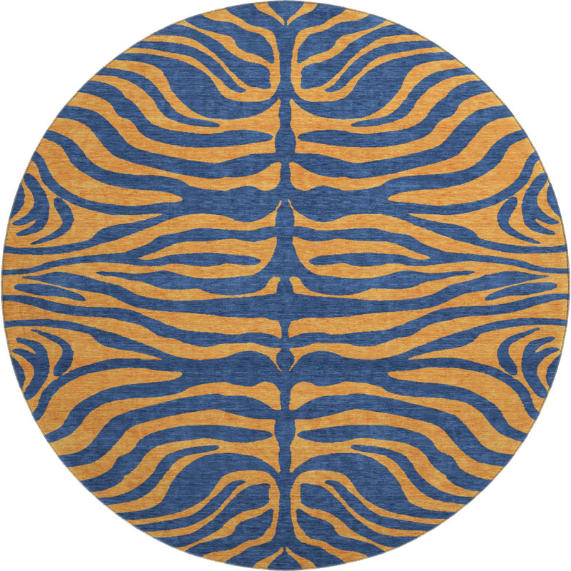 Premium Machine Washable Corum AMF1043 Animal Print Rug, Rond 8 pi