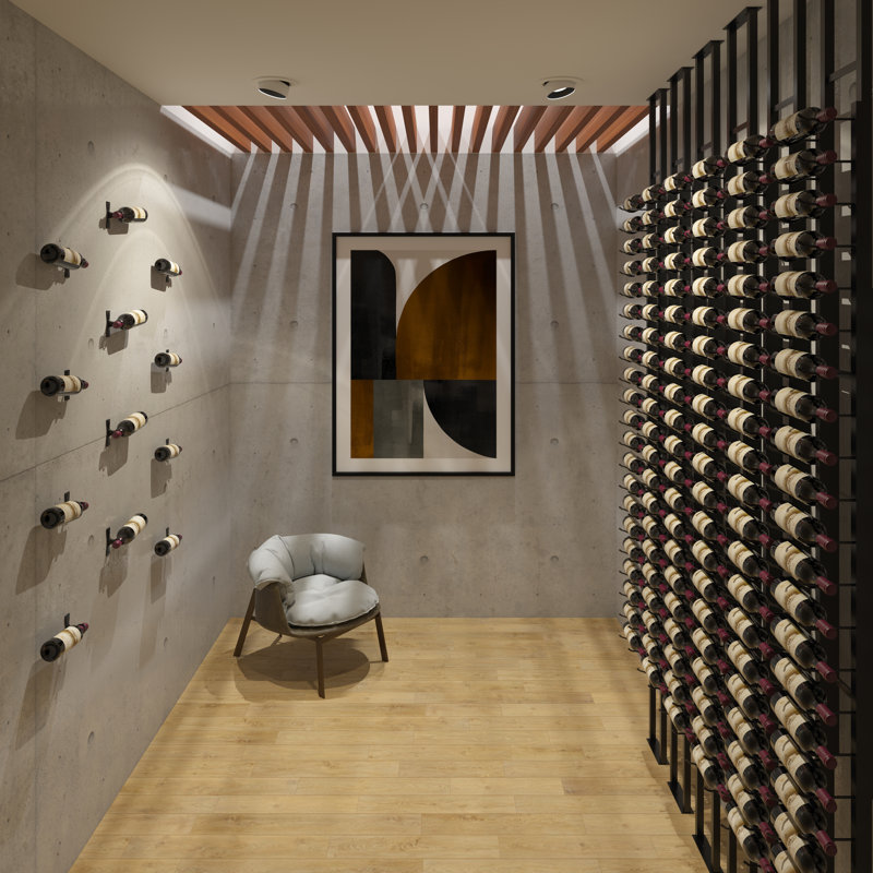 Ensemble de porte-bouteilles de vin à une face de 21 bouteilles Indurial en chrome - Plafonds jusqu'à 10 pi, Chrome luxueux
