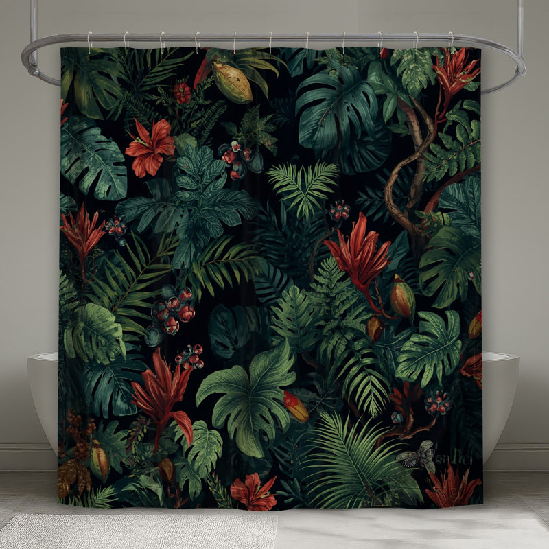 Rideaux de douche à feuilles tropicales, L 70 po x H 84 po