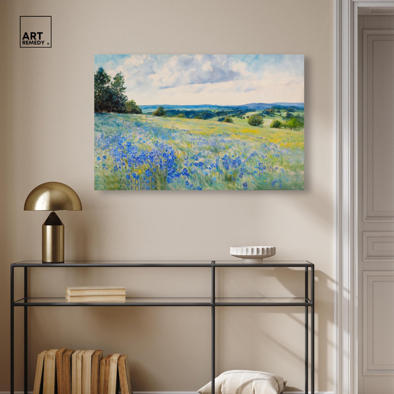 «Sky Over Blue Fields» par Art Remedy, Toile tendue, H 24 po x l 36 po
