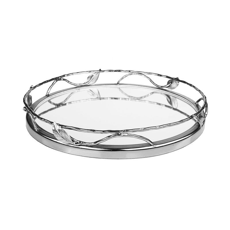Plateau de coiffeuse Sroka, Rond, Argent