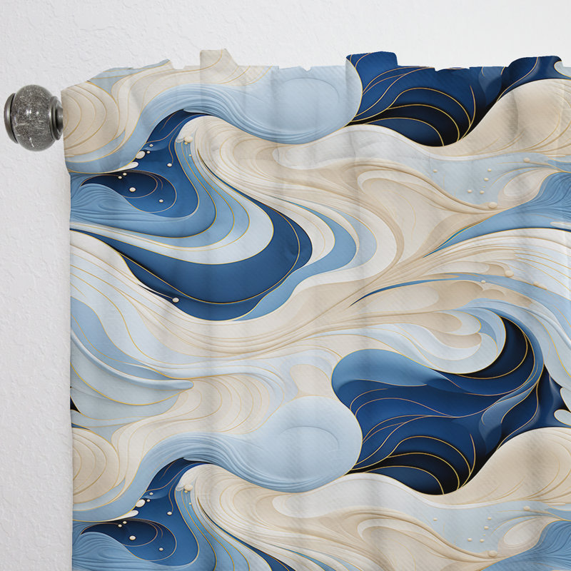 Coastal Minimalism Boho Pattern - Modern Room Darkening Abstract Curtain - 1 Panel, L 52 po x L 90 po