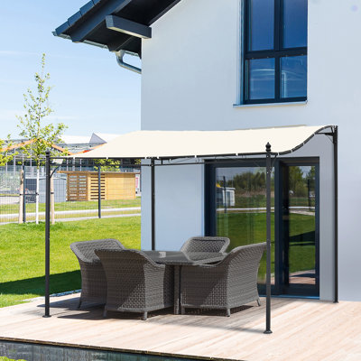 Outsunny 10' X 10' Steel Outdoor Pergola Gazebo, Patio Canopy With Weather-Resistant Fabric And Drainage Holes For Backyard Pool Deck Garden