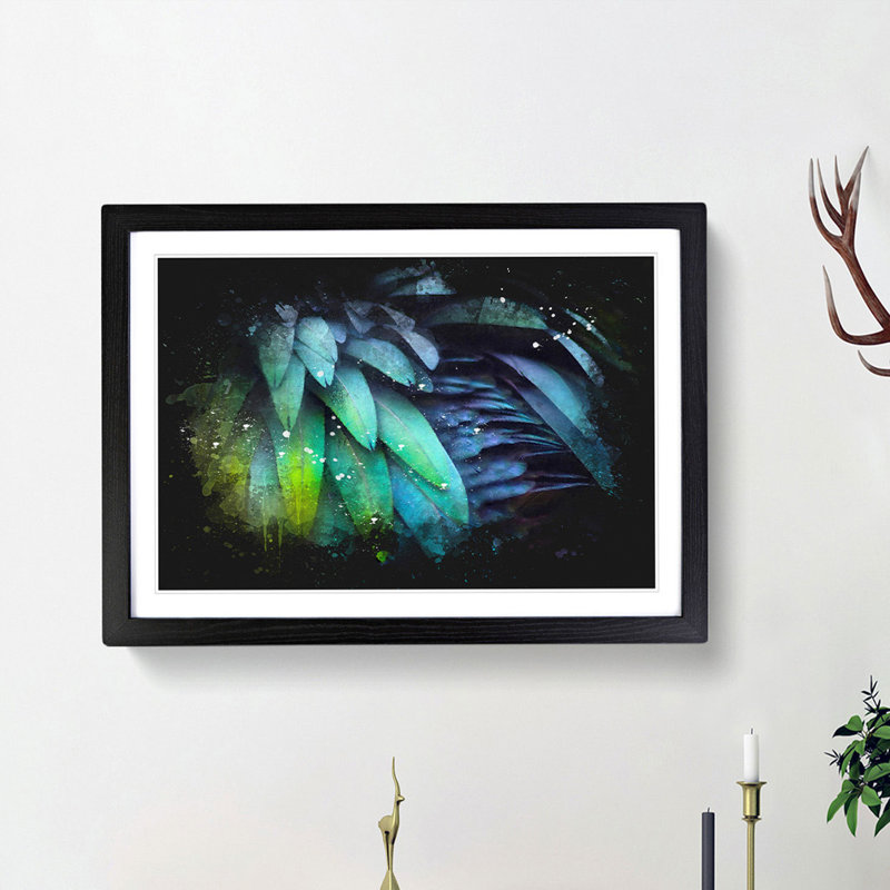 Parrot Feathers - Picture Frame Graphic Art Print, Black Framed, 62cm H x 87cm W x 2cm D
