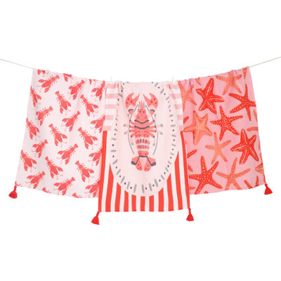 Coastal Lobster & Starfish Kitchen Towel Set