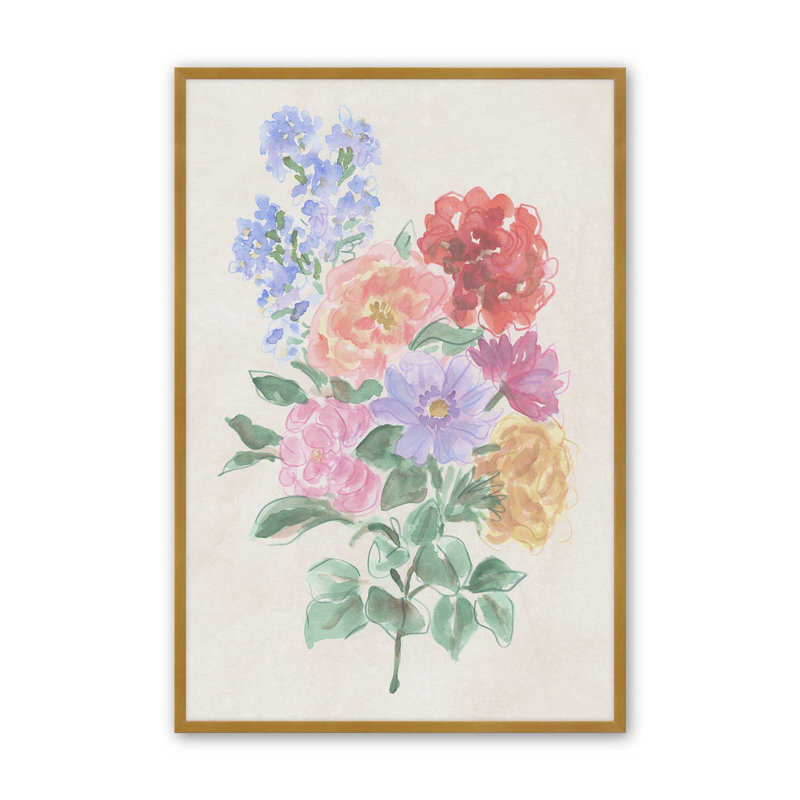 Blooms on Parchment II by June Erica Vess Canvas Art Print, Impression sur cadre ouvert sans papier mat, H 16 po x l 12 po