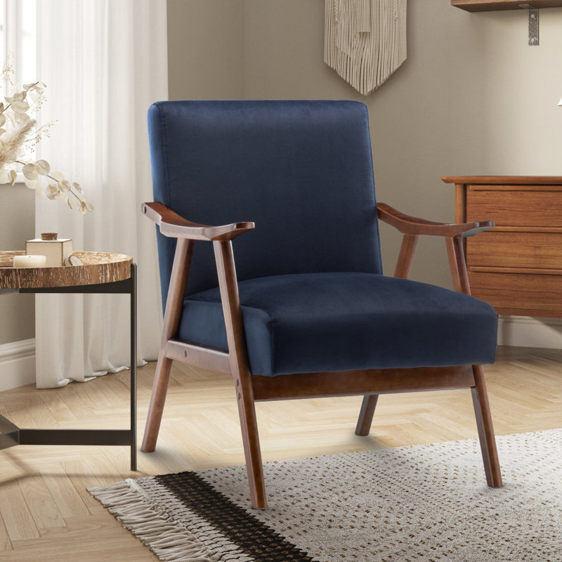 Gabar 75Cm Wide Armchair, Navy Blue Velvet