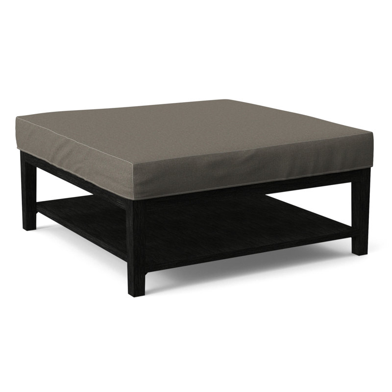 Hammond Square Ottoman, Antique Black Finish, Gray Sugar Performance; 0863-84