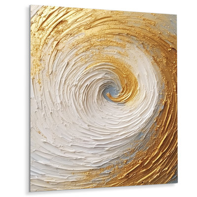 «Gold Cream Infinite Swirls IV - Abstract Spirals», reproduction d'art en métal