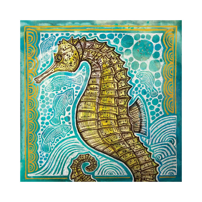 Lined Seahorse by Lynnette Shelley - Wrapped Canvas Print, 66.04 cm H x 66.04 cm W x 1.91 cm D
