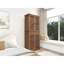 Armoire 4 portes en noyer avec 1 tiroir, capacité de 210 lb, porte à motif symétrique, tablettes intérieures réglables, résistant aux rayures, imperméable, charnière à 180 degrés, charge de 210 lb, 4 portes étincelantes, installation facile, imperméable