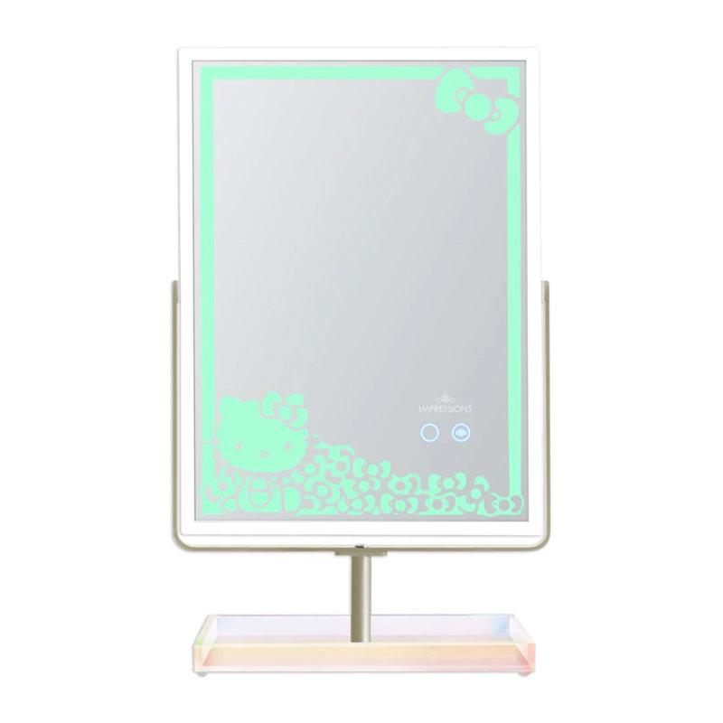 Hello Kitty Makeup Mirror with App Controlled Adjustable Rainbow Lighting and Acrylic Catchall Tray