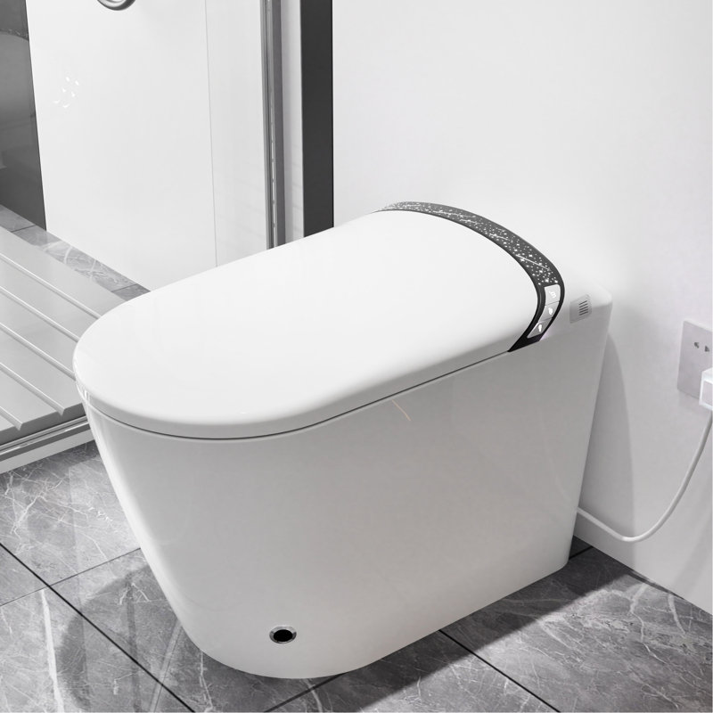 Elongated Smart Toilet With Bidet, Auto Open/Close Seat, Foot Kick Feature, 1.28 Flushing, Led Display, Night , And Warm Water For Bathroom Use