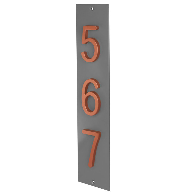 Plaque d'adresse verticale en aluminium à 3 tiroirs Royal Shade, Cuivre, Gris, Oui