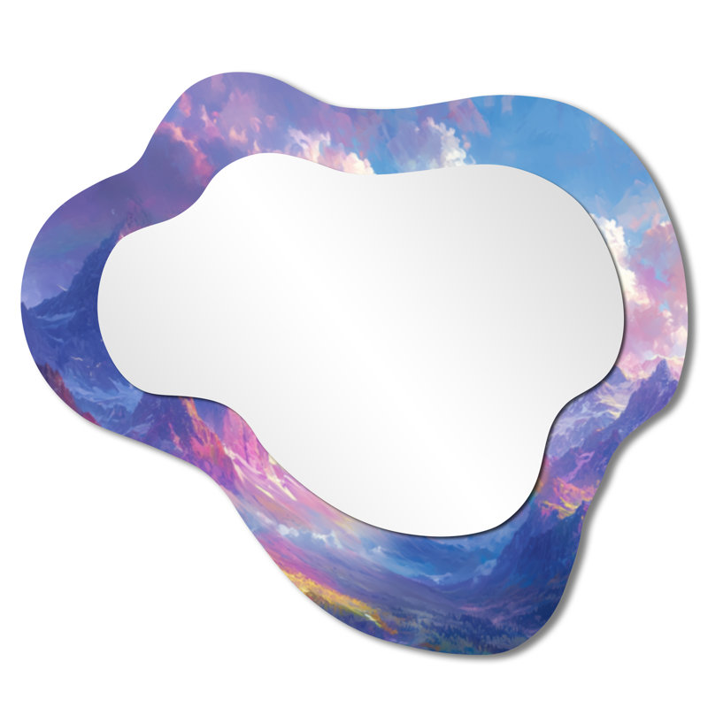 Rainbow In The Mountains I - Rainbow Cloud Decorative Wall Mirror, Traditional Vanity Mirror, Printed on Metal, 25" x 28"