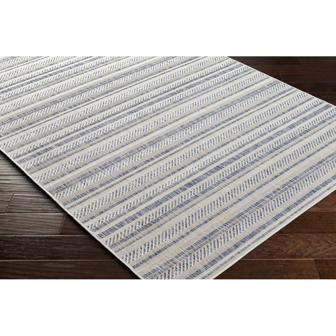 Mendota Bellino Striped Oatmeal Indoor/Outdoor Area Rug The Twillery Co.® Rug 