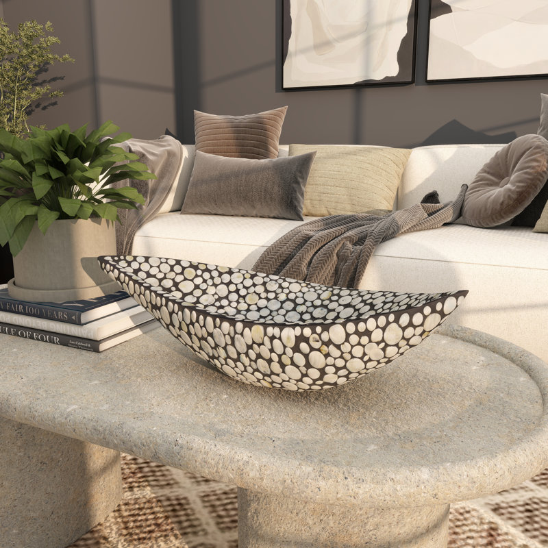 Plateau gris en nacre décorative