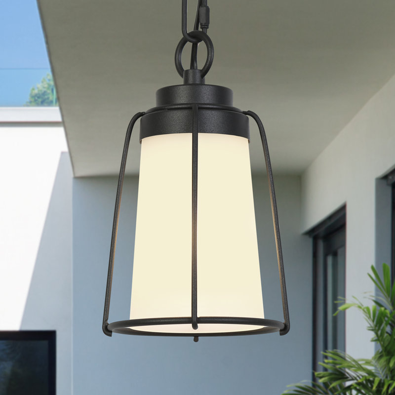 Petit luminaire suspendu d'extérieur 1 lumière en verre givré