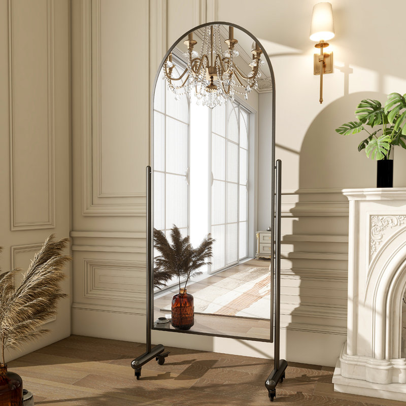 Louene Aluminium Arch Floor Mirror, Black