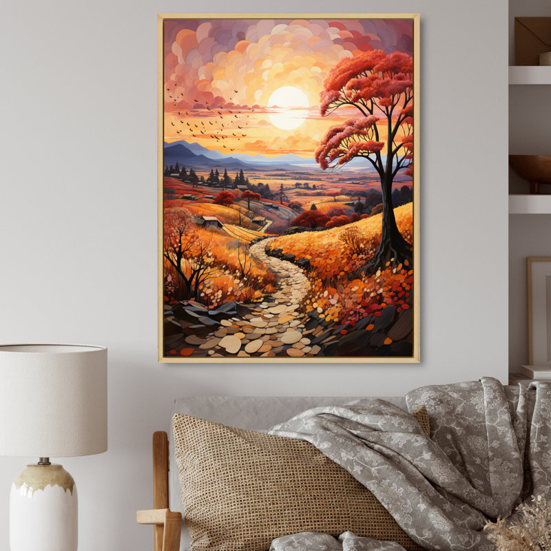 «Charnock Countryside Autumnal Orchard Patchwork I», reproduction sur toile, Cadre naturel flottant