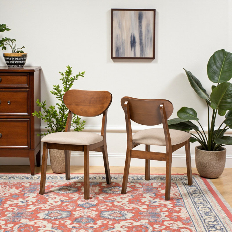 Kaylanni Modern Sand Fabric and Walnut Wood Side Chair, 30.7'' H X 18.5'' W X 22'' D, Sand