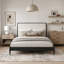 Lit plateforme de style moderne avec pieds fuselés, cadre de lit en bois massif, lit avec tête de lit tapissier Boucle, support de lattes en bois durable, aucun sommier nécessaire-1004107524-1004107522