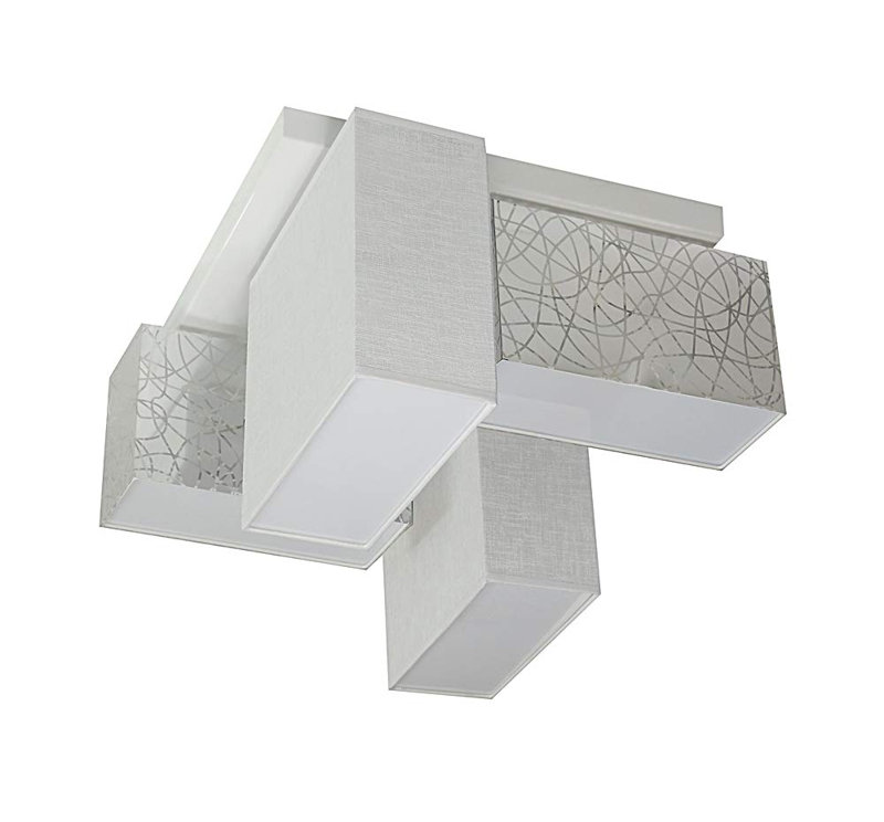 Partida Fabric Semi Flush Mount, Silver/White