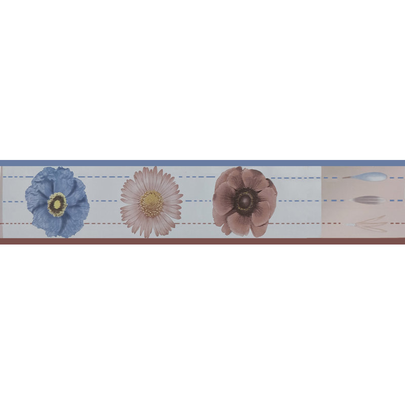 Bordure de papier peint à motif floral 33 pi x l 4 po adhésif Kaelynn