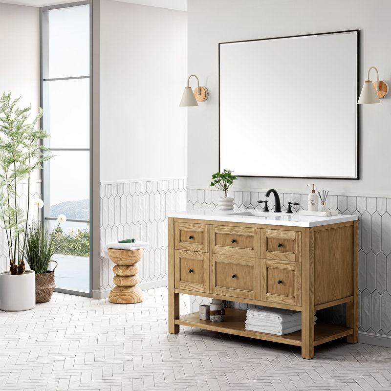 Breckenridge 48'' W Single Vanity, White Zeus, 8" Widespread, Light Natural Oak