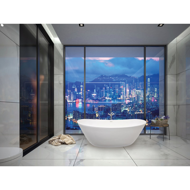 Marquis 65'' L Air Bathtub, Matte White, Polished Chrome