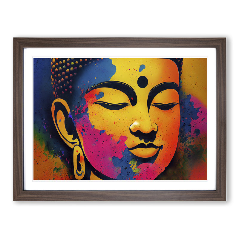 Colourful Buddha Vol.3 Abstract - Framed Print, 34cm H x 46cm W x 2cm D, Walnut
