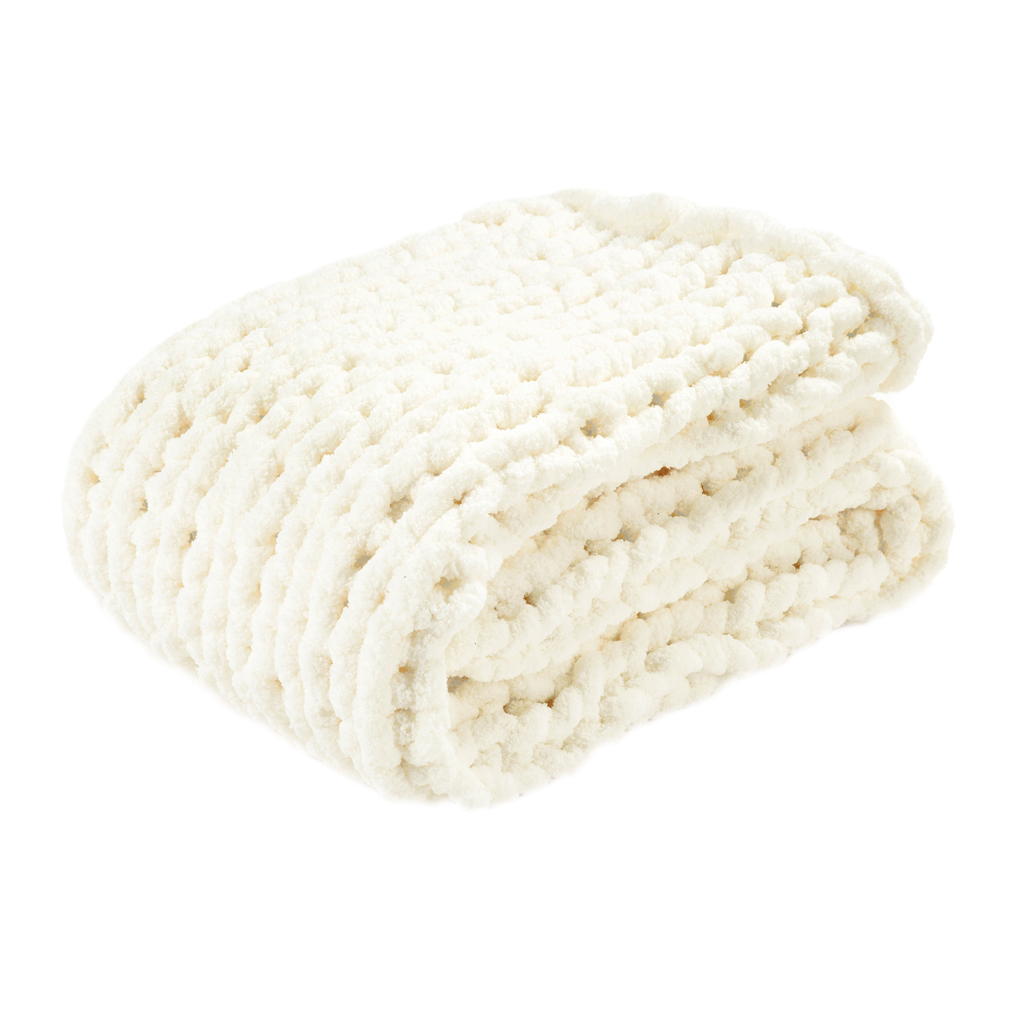 Ottavina Knitted Throw Blanket, Ivory, 40" W x 72" L