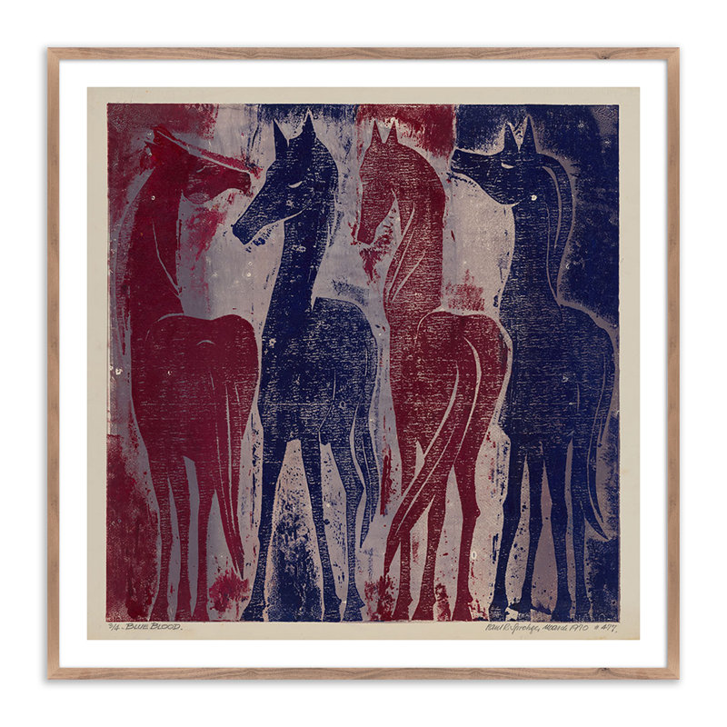 Blue Blood Print by Pepi Sprohge, 48" H x 48" W x 2.5" D, Dark Brown