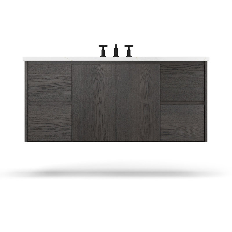 Gilded Single Extra Wide Bath Floating Vanity, Gray Weathered, 48"
