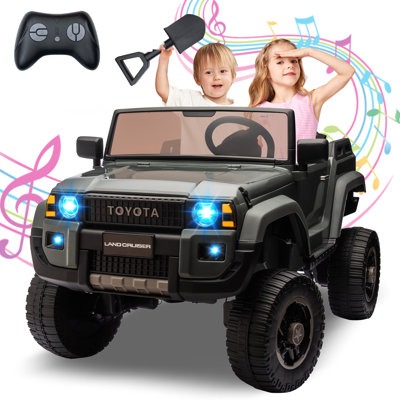 24V Licensed Toyota Land Cruiser Ride-On, 2-Seater 4WD/2WD Switch, Remote Control, LED Lights, Bluetooth, Shovel