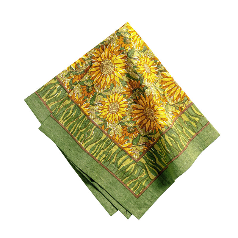 Sunflower 100% Cotton Square Napkins, Green