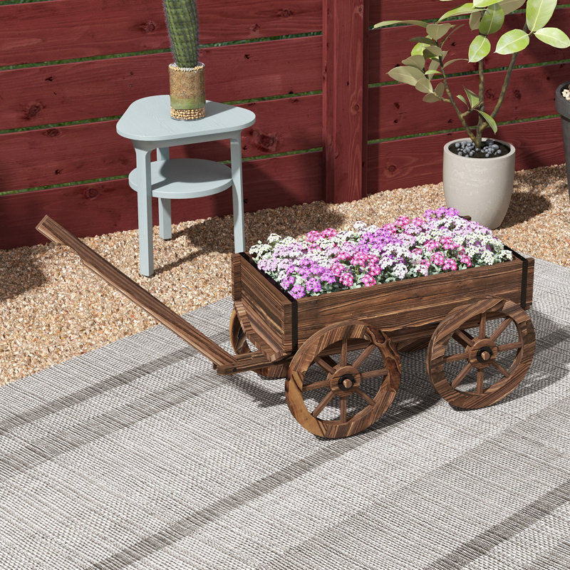 Boîte à fleurs en bois wagon, lit de jardin surélevé, carbonisé
