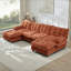 Canapé modulaire modulaire en forme de U de 138 po en forme de U avec 2 repose-pieds, canapé 4 places en chenille profonde avec coussin en treillis confortable, chambre et appartement-115032297